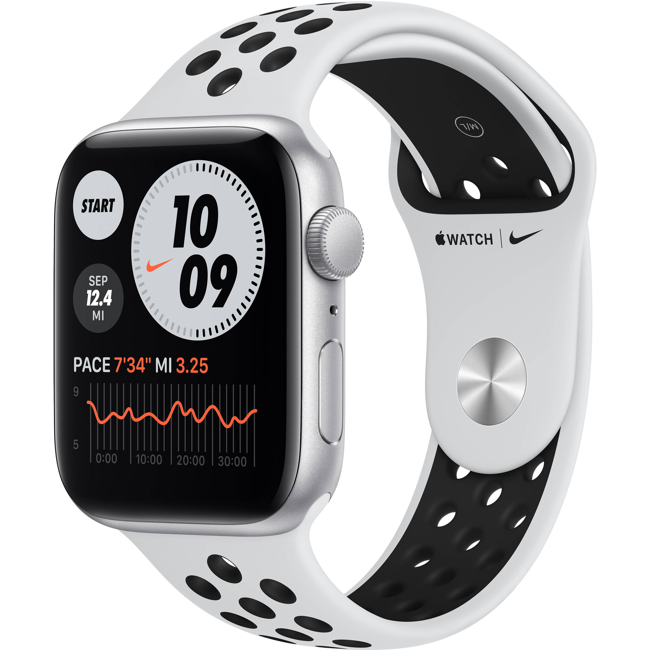 Apple Watch Nike SE 44mm GPS Smartwatch - Silver Aluminum Case with Pure Platinum/Black Nike Sport Band (MYYH2LL/A) | Fitness Tracker, Heart Rate Monitor | Perfect for Running, Workouts & Daily Activity Tracking