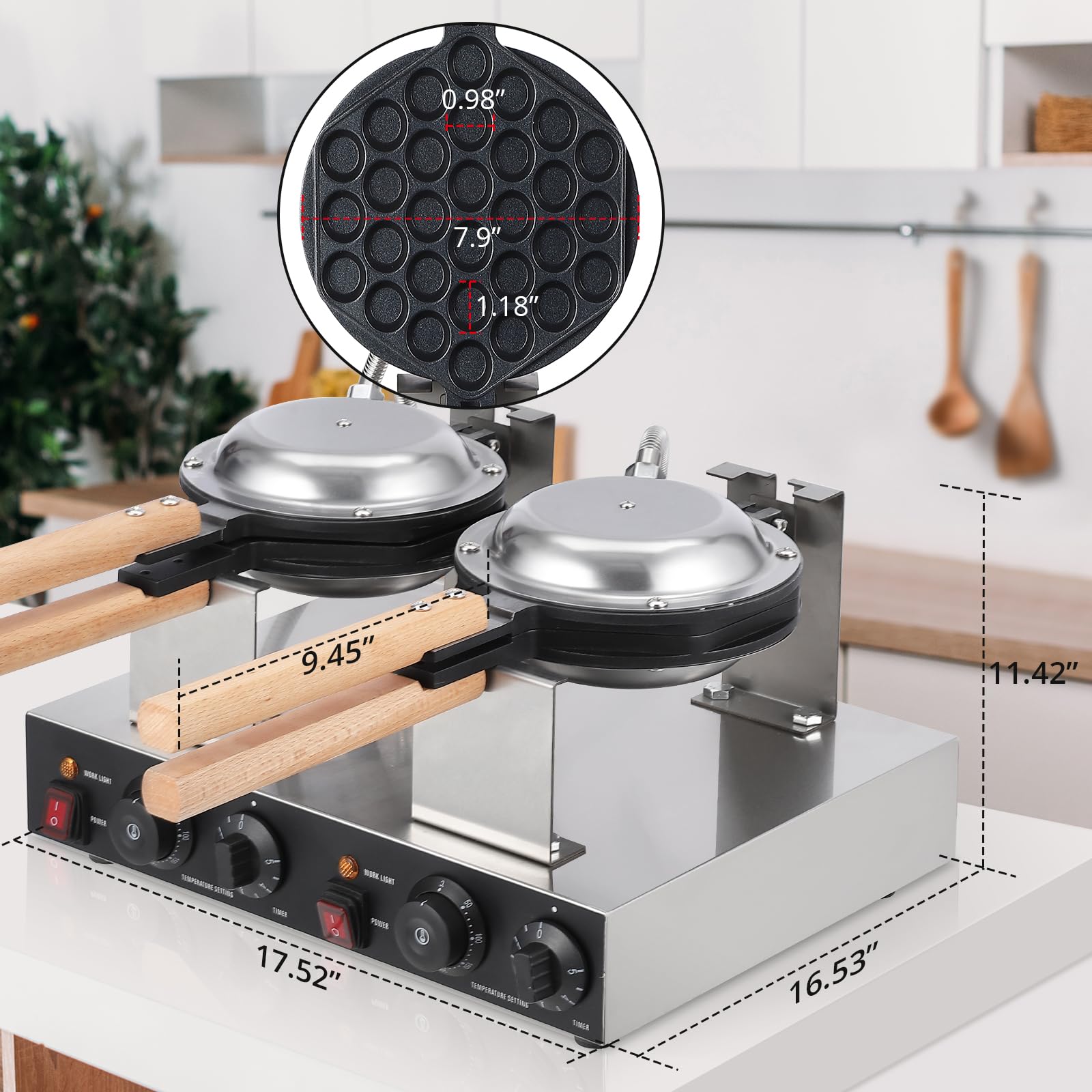 2800W Electric Bubble Waffle Maker Machine - Non-Stick Egg Waffle Baker for Home & Commercial Use - Perfect for Breakfast, Desserts, and Street Food Business