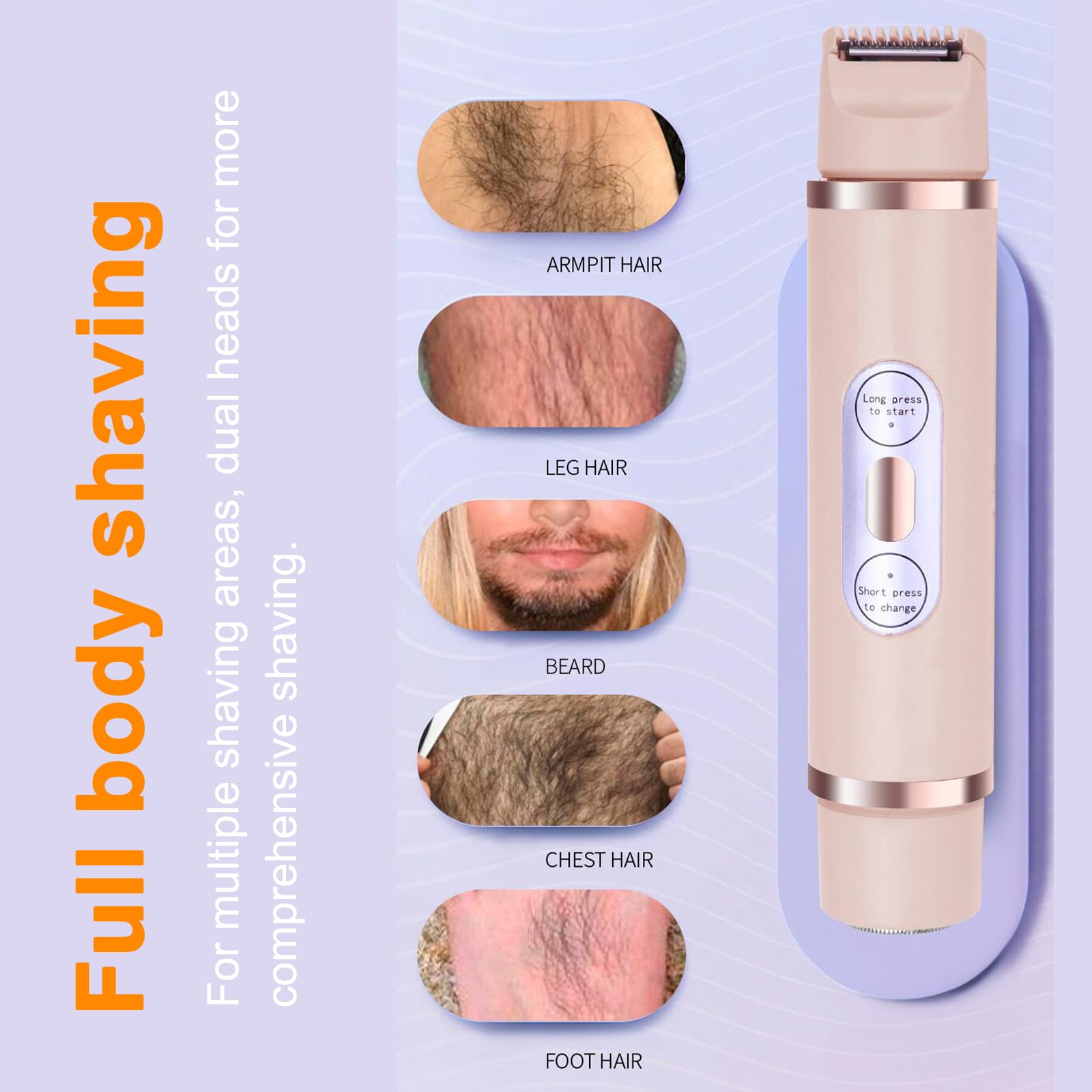 Electric Bikini Trimmer & Body Hair Shaver - Dual Head Rechargeable Women's Shaver for Legs, Underarms, Lips & Intimate Areas - Smooth Skin at Home or Travel