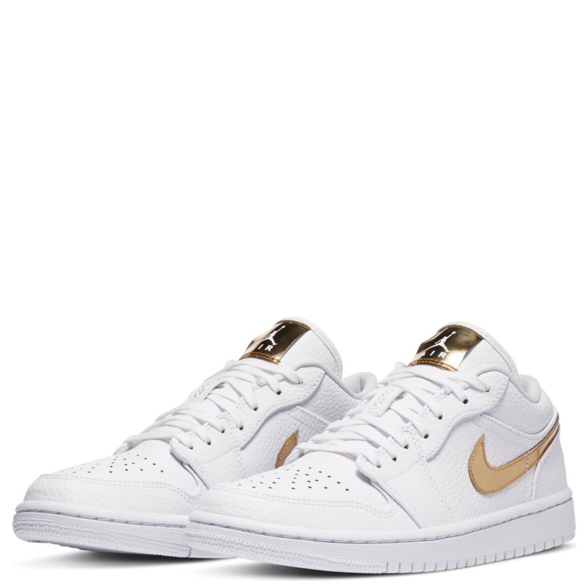 Nike Women's Air Jordan 1 Low SE Sneakers - White & Metallic Gold Basketball Shoes for Women | Casual Streetwear & Gym Workout Fashion