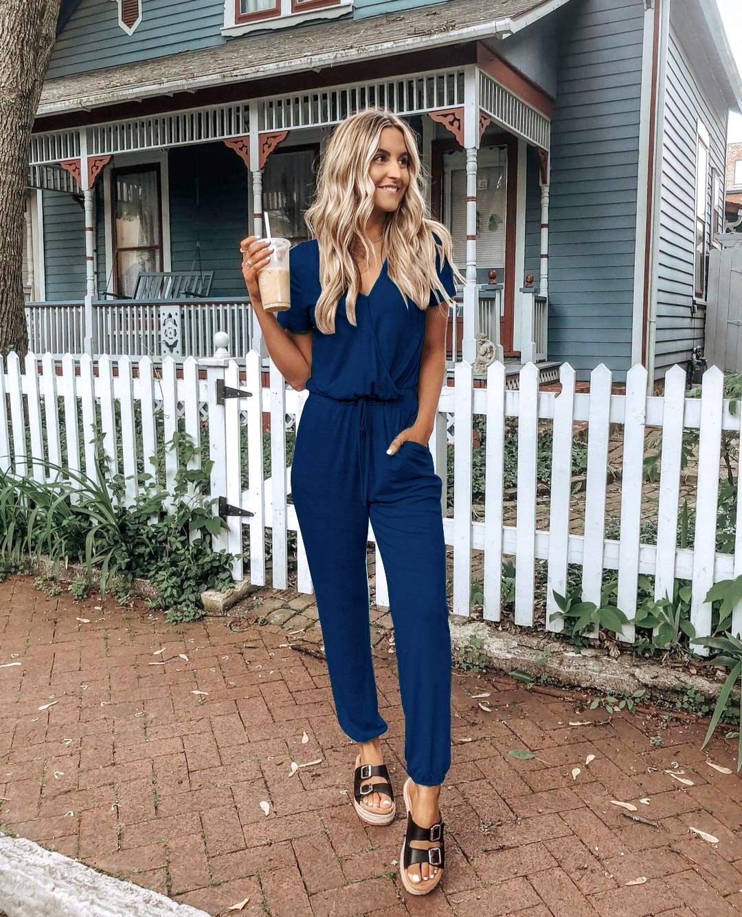 PRETTYGARDEN Women's Jumpsuits - 2025 Spring Summer Casual Short Sleeve Romper for Travel, Vacation & Airport Outfits | Stylish Dressy Outfit for Beach, Party & Everyday Wear