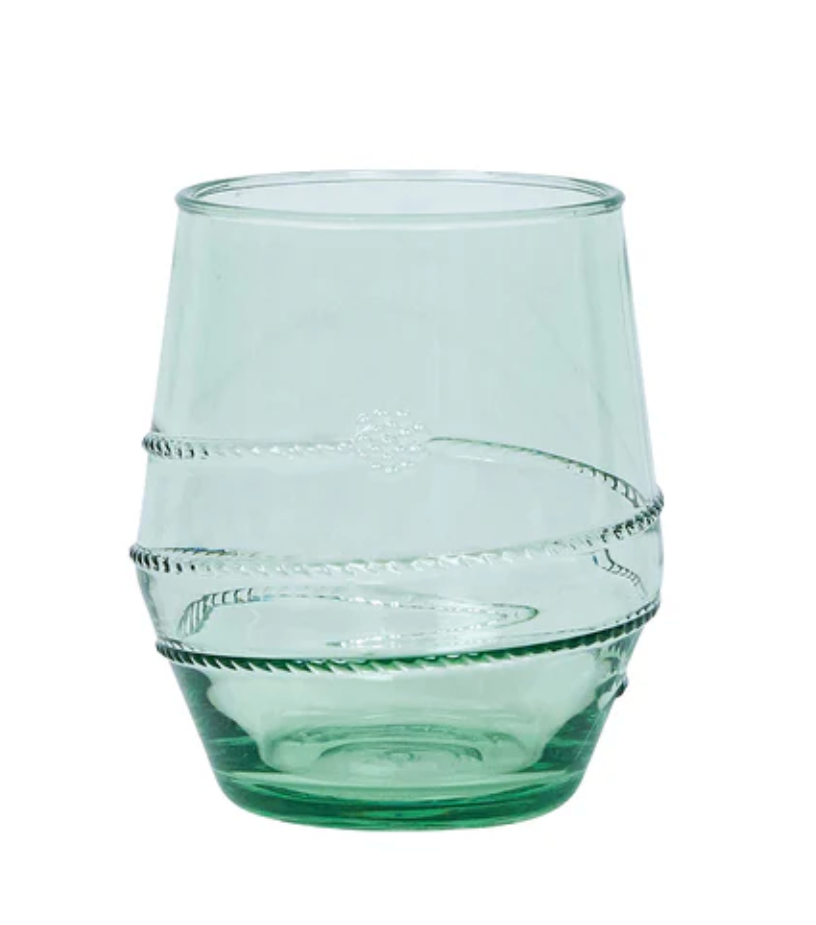 Juliska Amalia Acrylic Small Tumbler - 12oz Clear Plastic Cup with Seagrass Design | Perfect for Iced Coffee, Smoothies & Summer Drinks at Home, Office or Beach