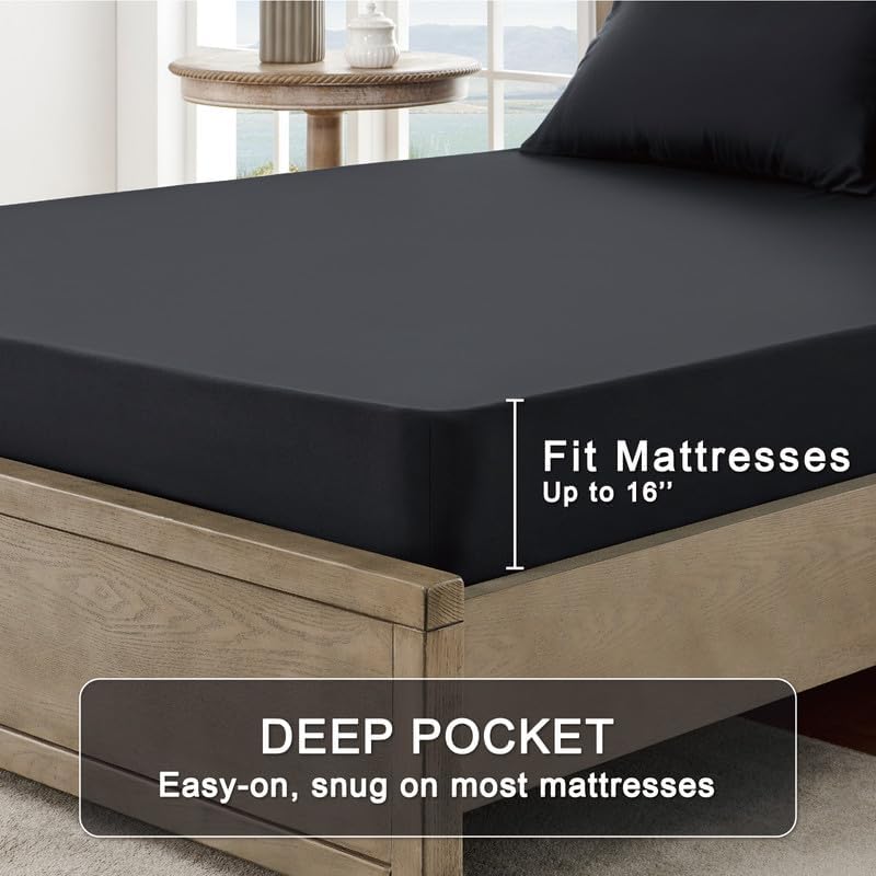 FreshCulture Queen Sheet Set - Ultra Soft Brushed Microfiber Bed Sheets for Queen Size Bed - Deep Pocket 16-18