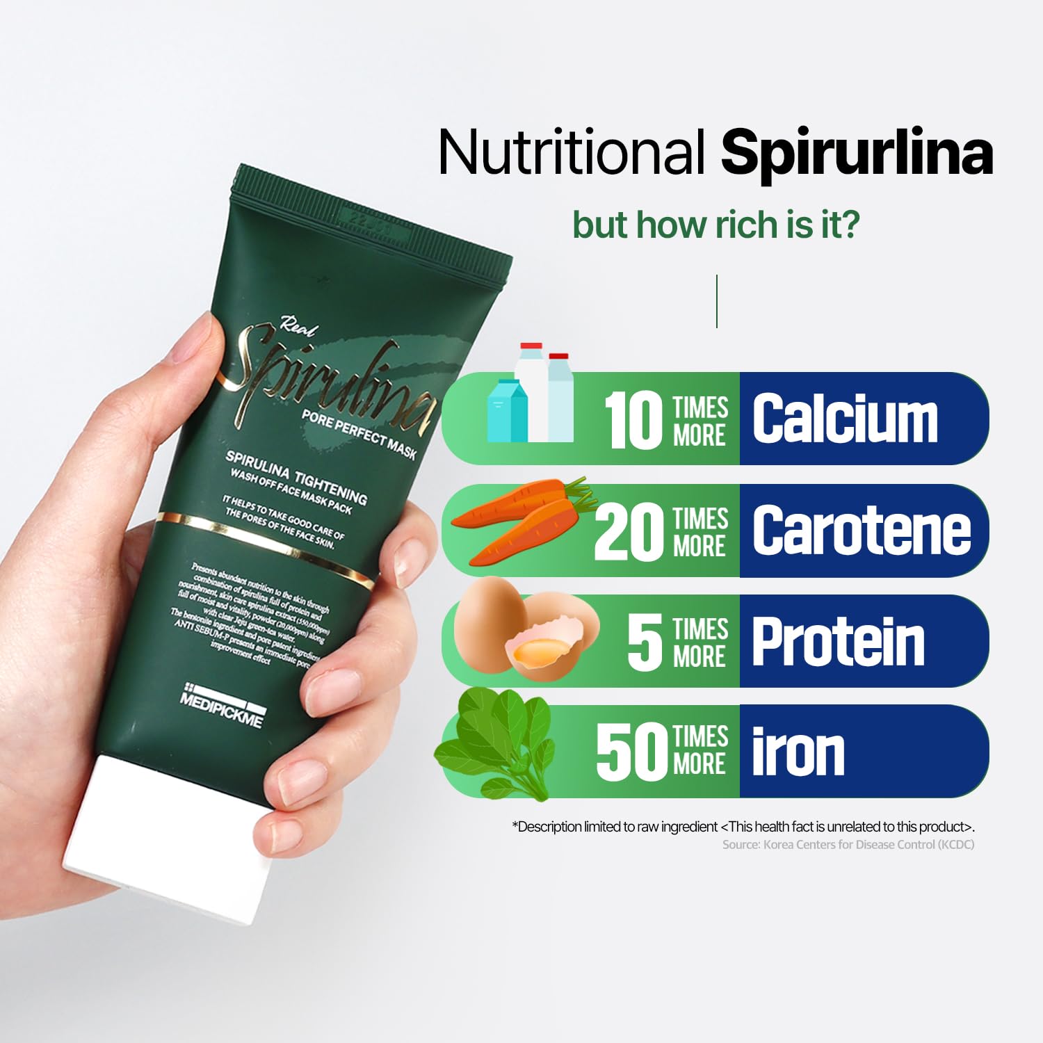 Real Spirulina Pore Perfect Mask 100g - Bentonite Clay Detox & Green Tea Refreshing Face Mask for Deep Cleansing | Korean Skincare, Clay Mask for Acne & Blackhead Removal | Perfect for Spa Days & At-Home Skincare Routines