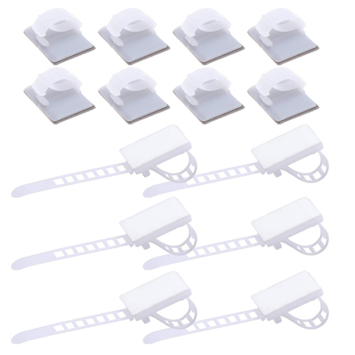 DOITOOL 50pcs Black Zip Ties Label Holders - Self-Adhesive Cable Management Organizer for Wires, Cords & Phones - Adjustable Wire Retainer Clips for Home, Office & Workshop Organization