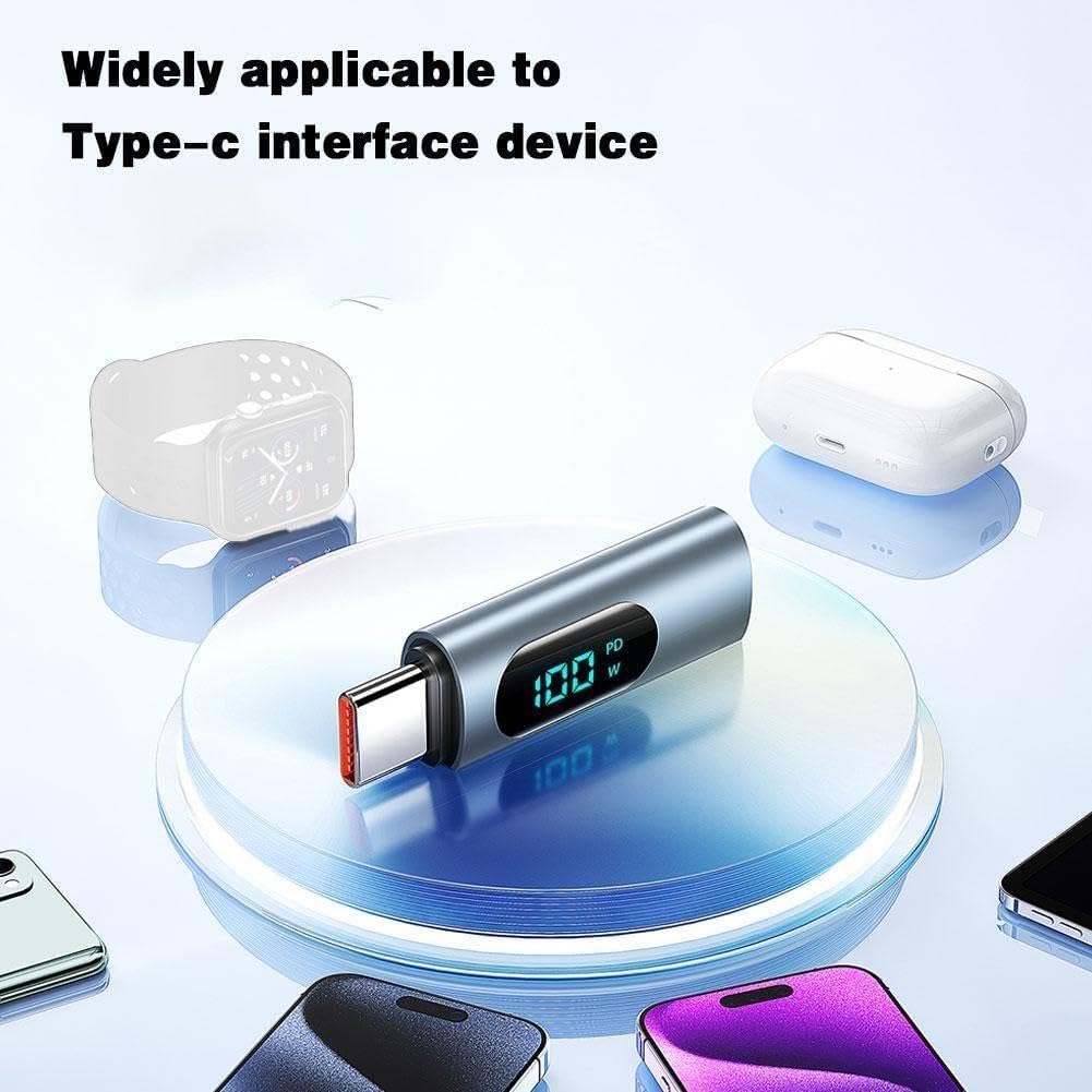 100W PD Fast Charging USB C to USB Adapter with Digital Display - OTG Converter for MacBook, iPhone 15, iPad Pro - Perfect for Travel, Office & Home Charging