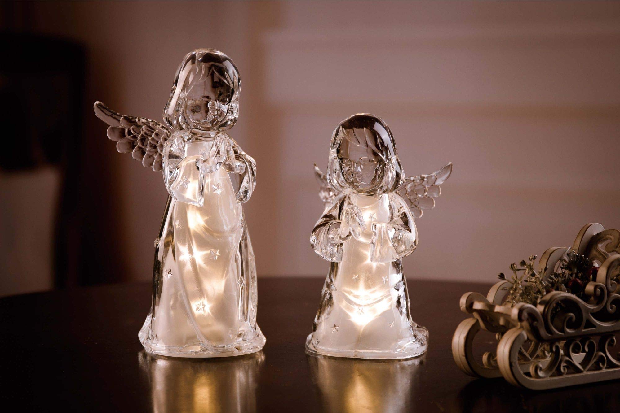 Set of 4 Clear Contemporary Christmas Star Ornaments with Golden Glitters - 15.25 Inch Holiday Decor for Tree, Mantel & Gift Giving - Elegant Cherub Design for Festive Home Decor