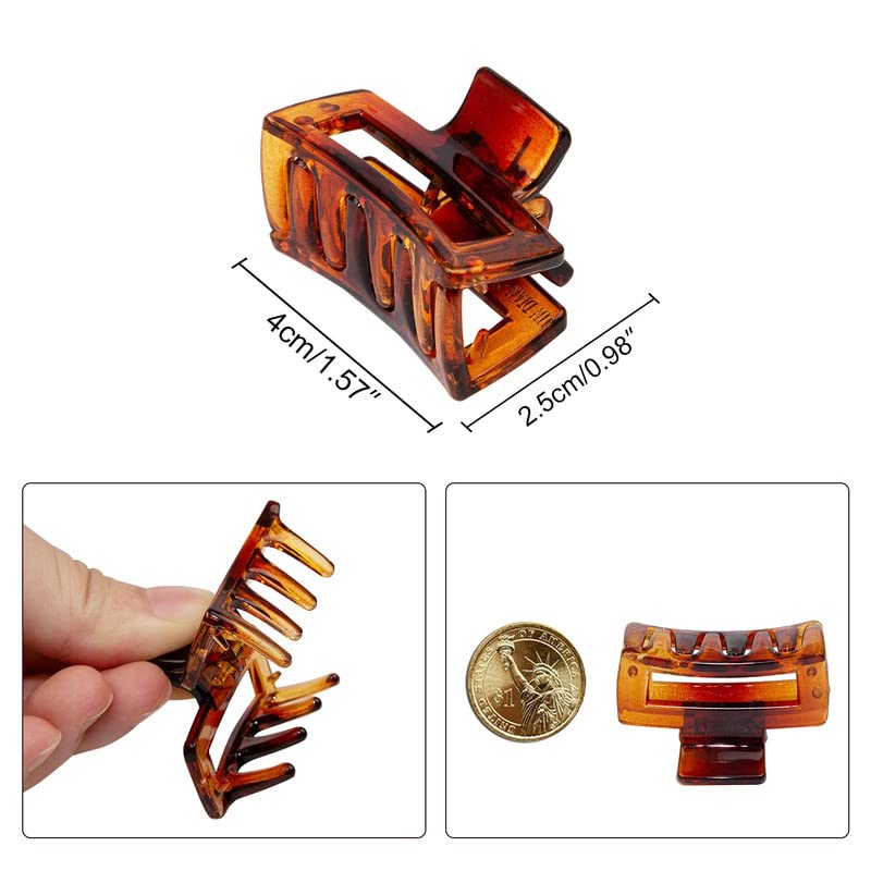 FAMEZA Small Claw Hair Clips for Women & Girls - 1.5 Inch Mini Hair Jaw Clips for Thin to Medium Thick Hair - Matte & Shiny Rectangle Nonslip Hair Clips with Gift Box - Perfect for School, Work, Travel & Everyday Hairstyles