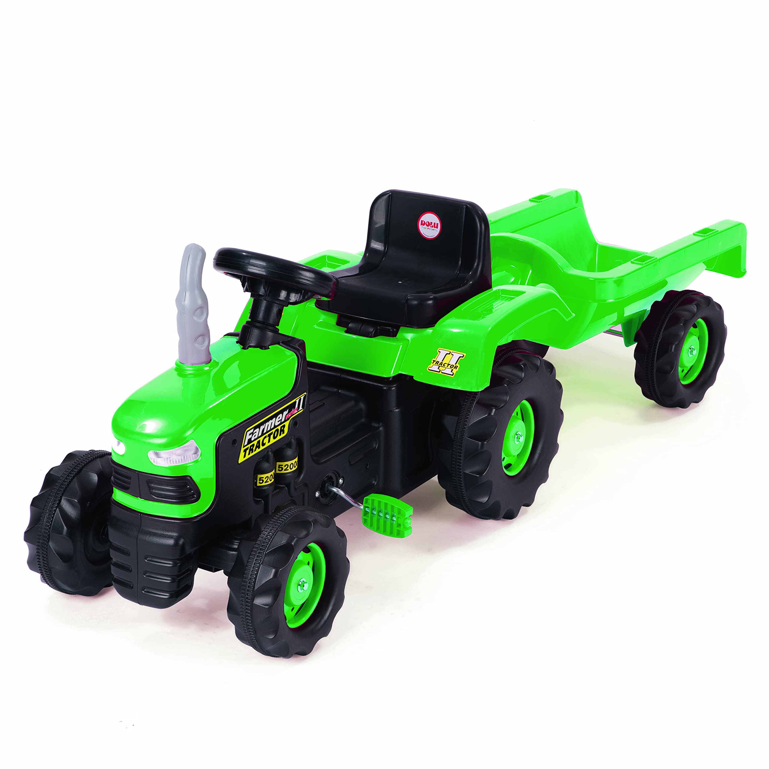 Big Green Pedal Tractor with Trailer - Kids Ride-On Toy for Outdoor Play & Farm Pretend Play - Durable Steel Construction for Ages 3-8 Years