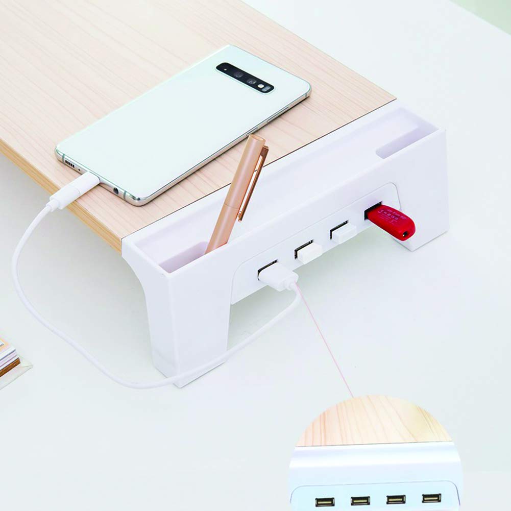 Maple Wood Monitor Stand with 4-Port USB Hub - Ergonomic Desktop & Laptop Organizer for Home Office, Gaming Setup, and Workspace Organization