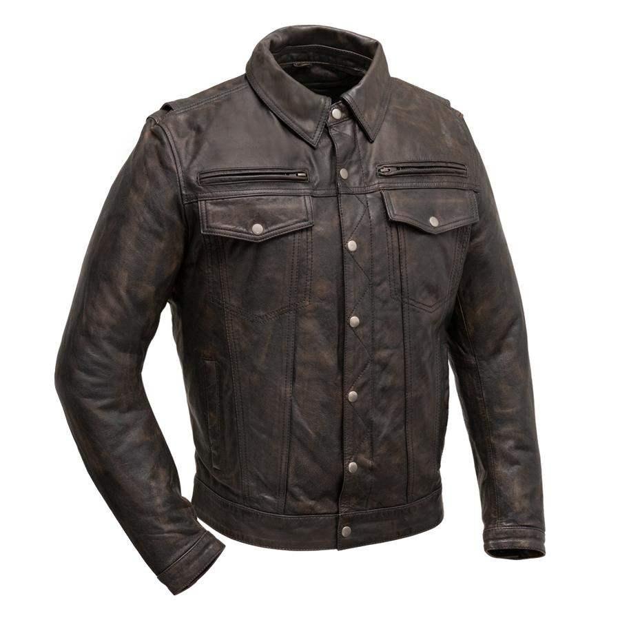 Men's Villain Leather Jacket - Premium Biker Jacket for Men - Fashionable Motorcycle Jacket - Perfect for Riding, Parties & Everyday Wear