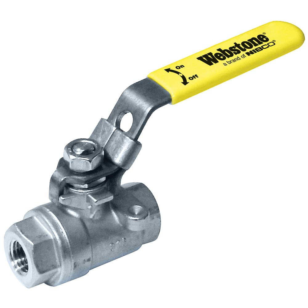 NIBCO 1-1/2 Inch IPS Full Port 316 Stainless Steel 2-Piece Ball Valve - Ideal for Plumbing, Water Supply, and Industrial Applications