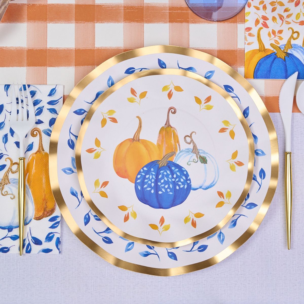 Premium Thanksgiving Table Decor Set - Harvest Blues Theme for Holiday Dining & Fall Home Decor | Perfect for Family Gatherings & Festive Celebrations