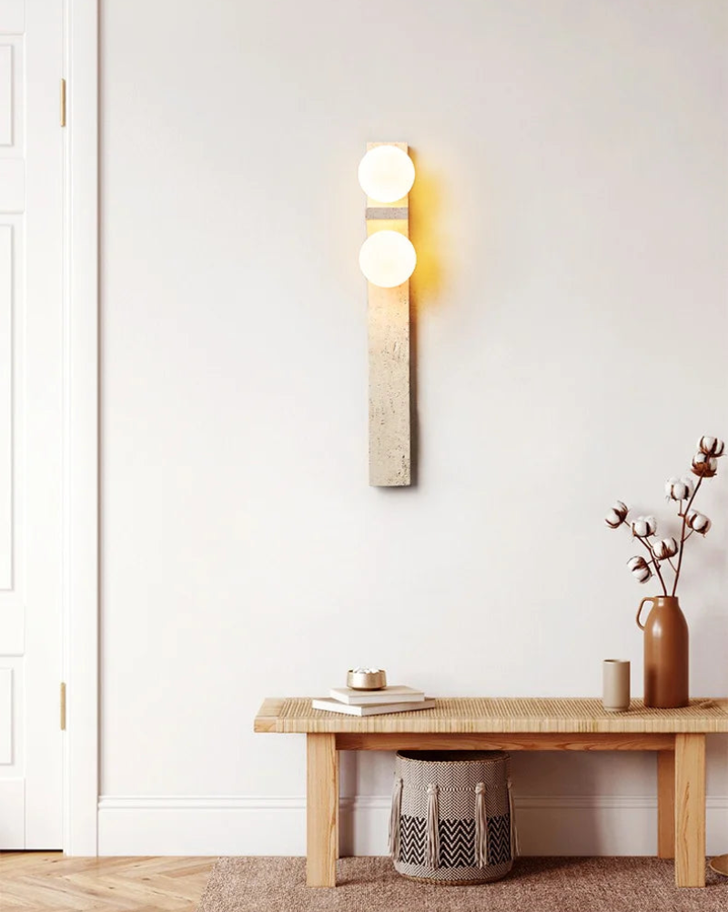 Lumina Twin Globe Marble Wall Sconce - Modern Marble & Glass Wall Light Fixture for Bedroom, Living Room, Hallway - Elegant Home Decor Lighting