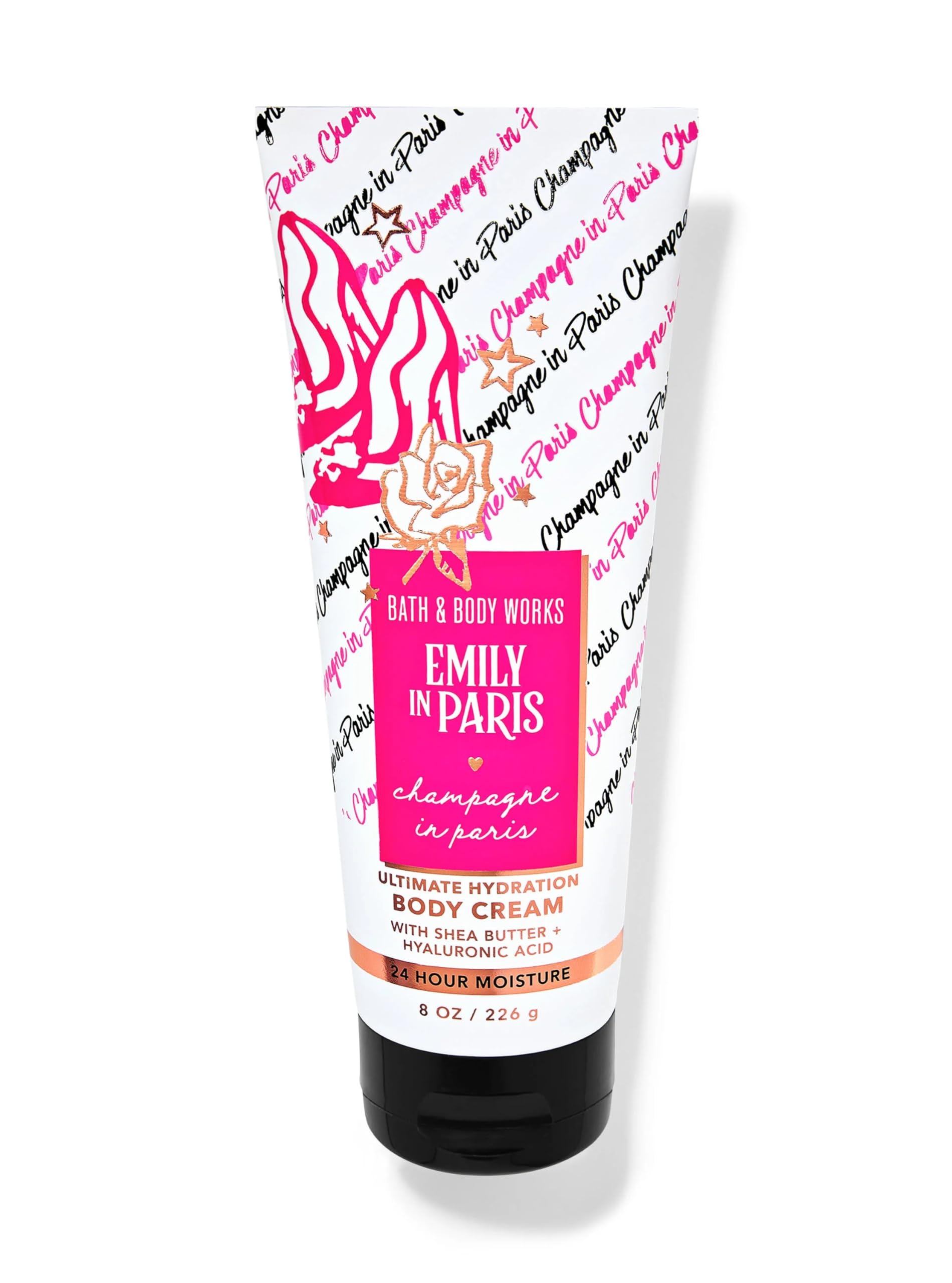 Bath & Body Champagne in Paris Ultimate Hydration Body Cream - 8 fl oz Moisturizing Lotion with Champagne Spritz, Elderberry Fizz & Lily Fragrance | Luxurious Skincare for Dry Skin, Perfect for Daily Use & Gift Giving
