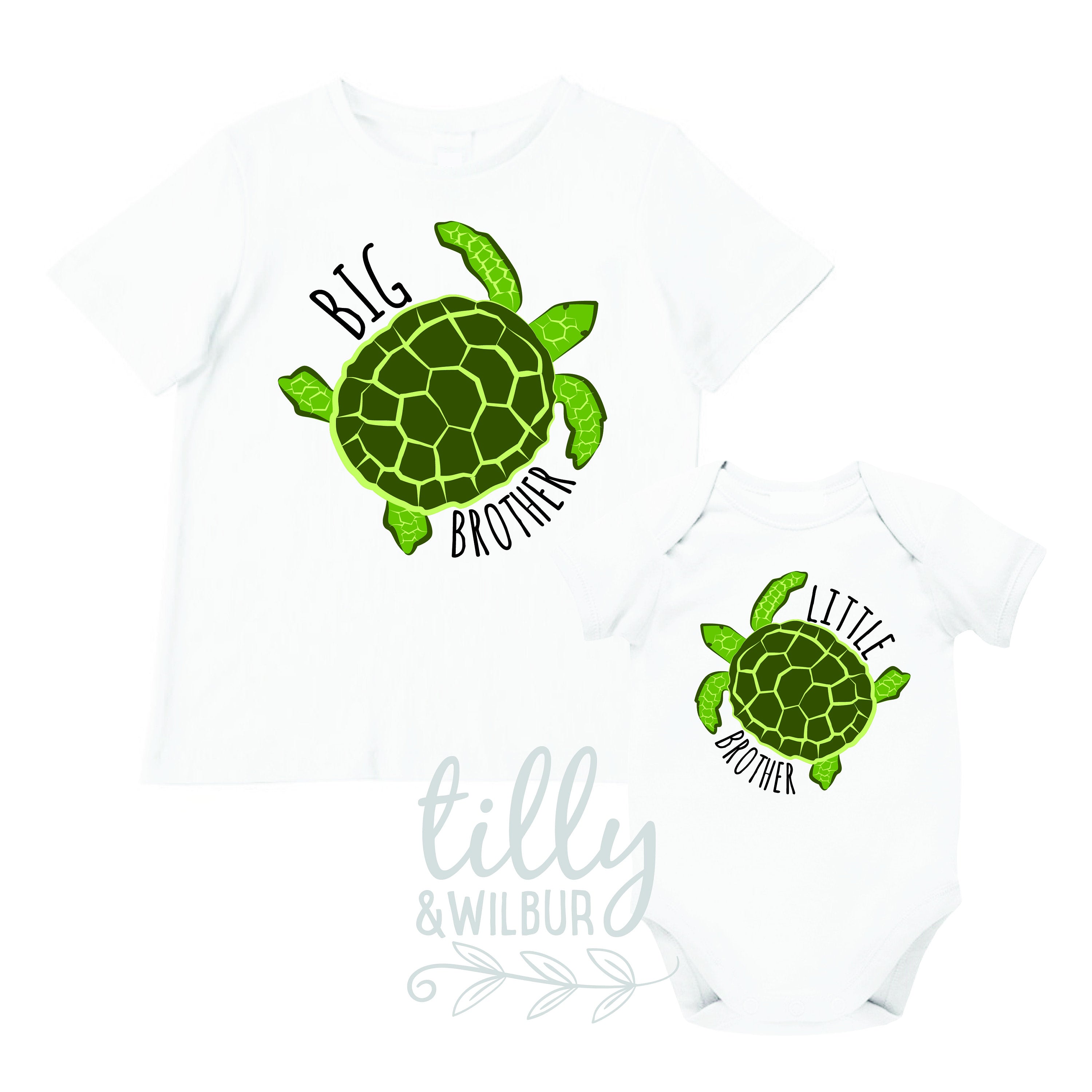 Big Brother Little Brother Matching Turtle Outfits - Cute Sibling Sets in Various Colors & Sizes | Perfect for Family Photos & Twin Outfits
