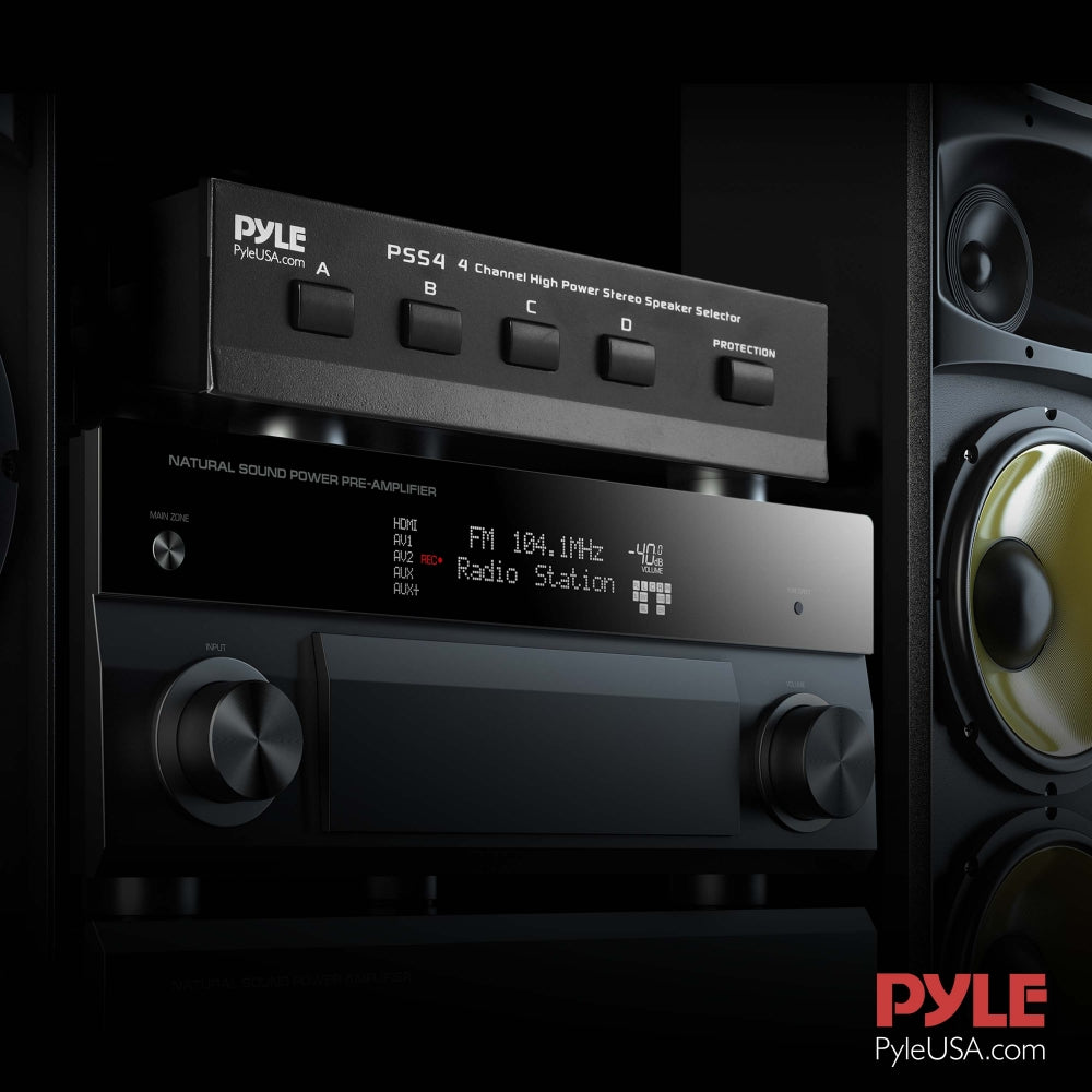 4-Channel Stereo Speaker Selector Switch - High-Quality Audio Distribution for Home Theater, Multi-Room Music System & Office Setup