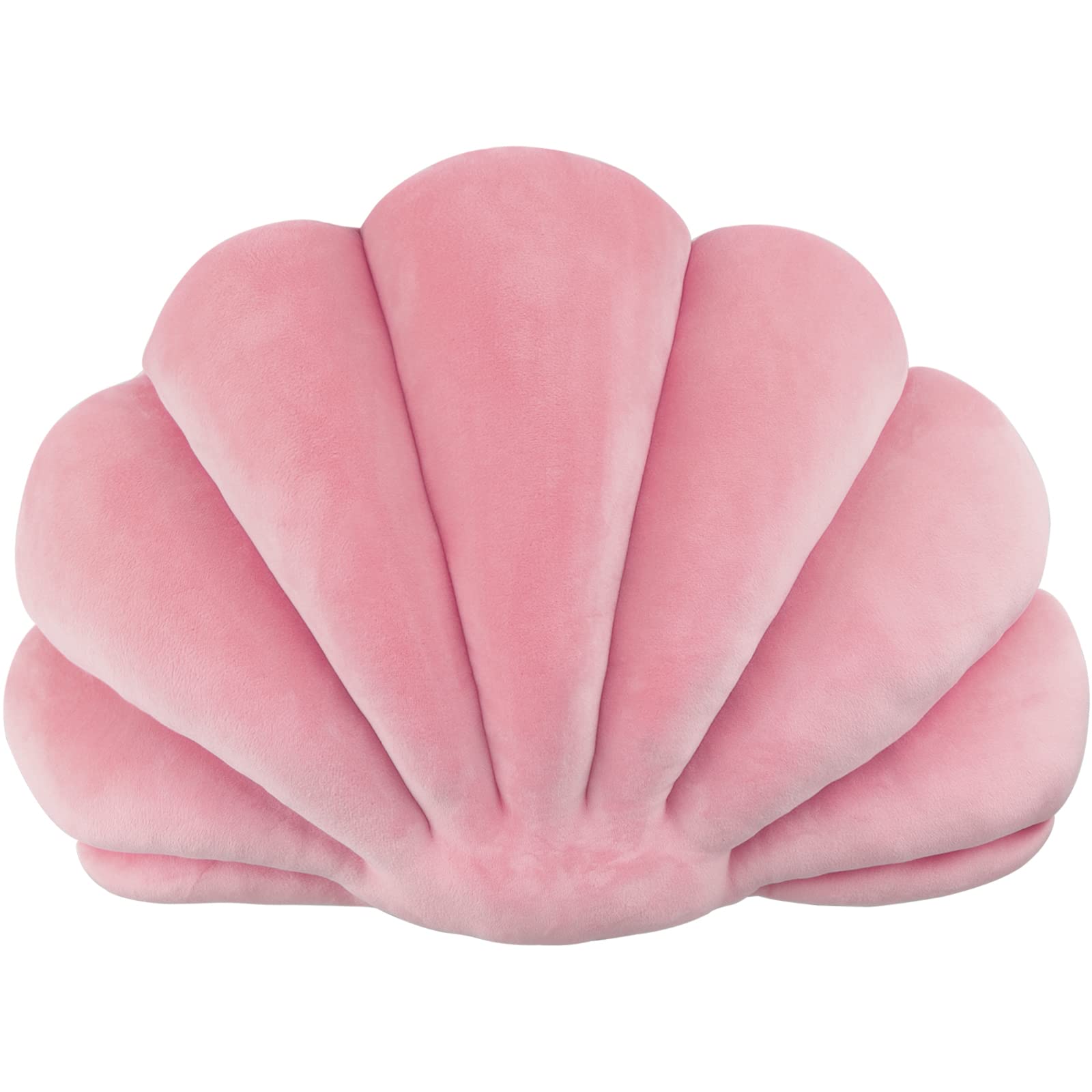 3D Velvet Soft Seashell Shaped Decorative Throw Pillow - Ocean Theme Cute Pillow for Bed, Couch, Sofa & Chair - 18x13 Inch - Perfect for Beach House Decor, Kids Room & Coastal Living Room Accents
