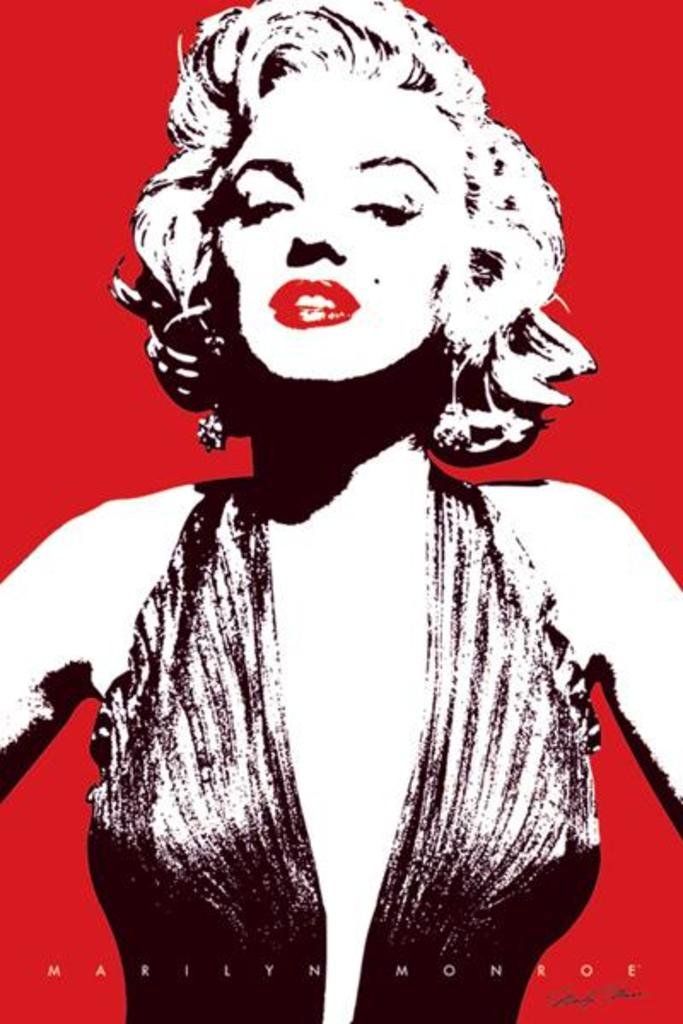 Vintage Marilyn Monroe Red Pop Art Lips Movie Poster - 24x36 Inch Wall Decor Print for Living Room, Bedroom & Office