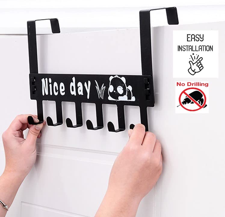 Kmils No-Drill Over The Door Hook Hanger for Clothes - Heavy Duty Carbon Steel Closet Organizer (Black, Pack of 1) - Perfect for Bedroom, Closet, Bathroom & Dorm Organization