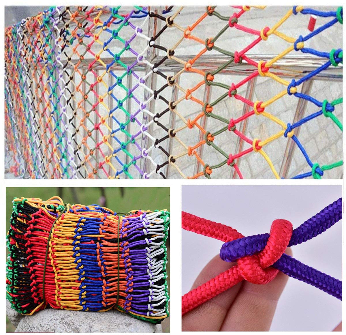 Child Safety Net for Climbing Frames & Staircases - Anti-Fall Protection Balcony Net | Durable Nylon Rope Woven Indoor Safety Barrier (Colorful) - Perfect for Playgrounds, Treehouses & Home Safety