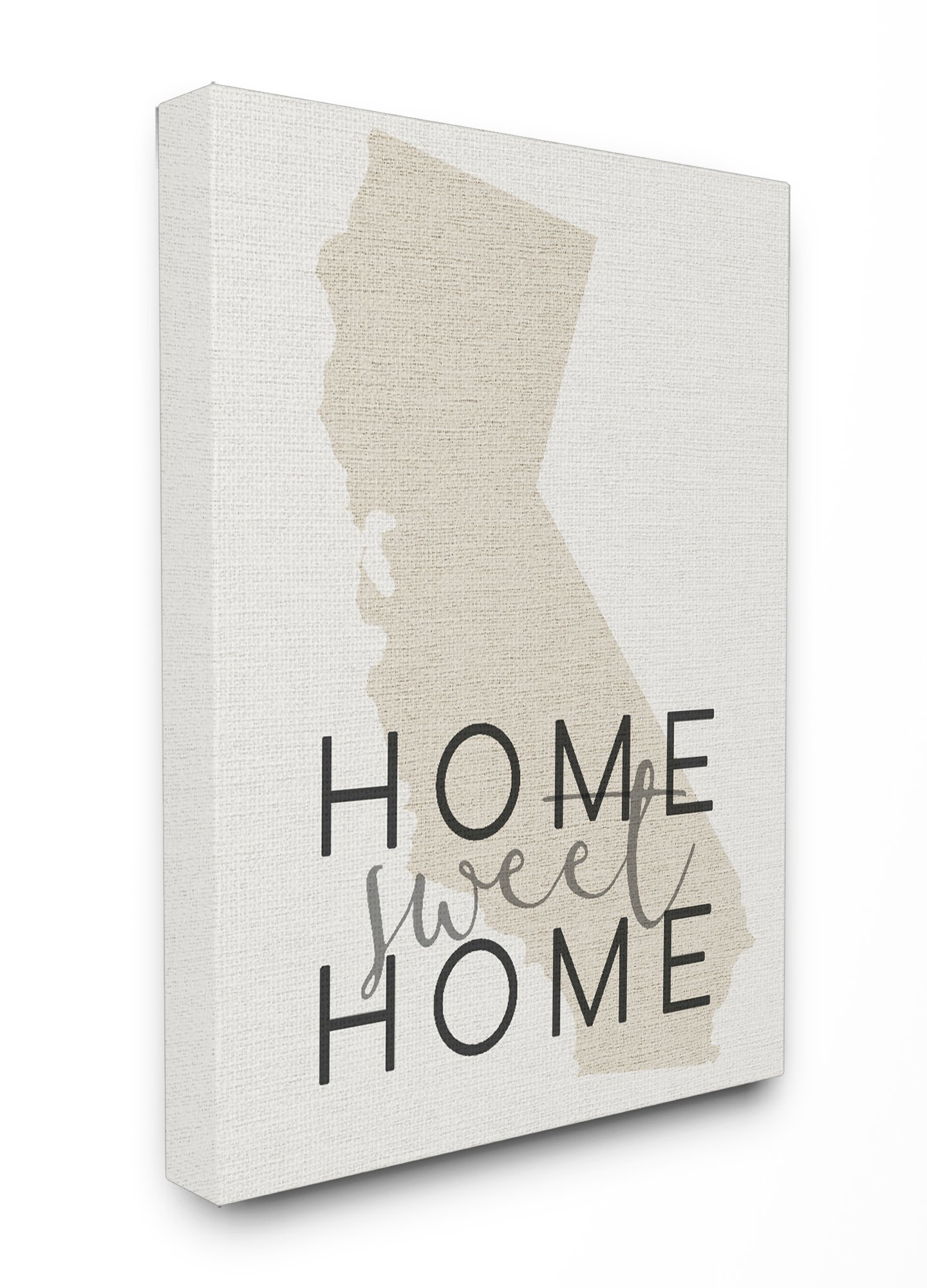 Stupell Industries 'Home Sweet Home' California Typography Wall Art - Handmade Stretched Canvas Decor - Made in USA - Perfect for Living Room, Bedroom & Office Wall Decor