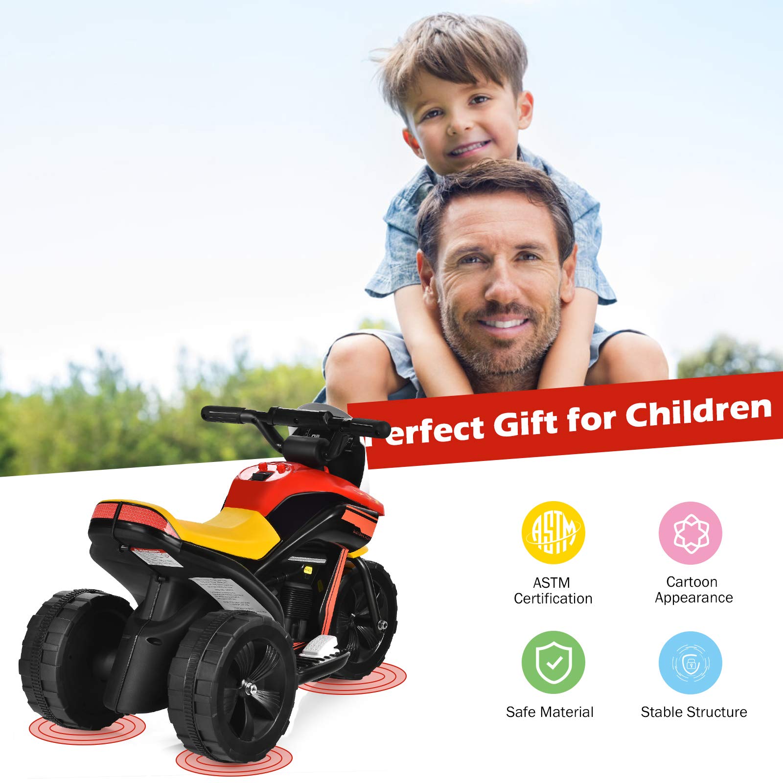 6V Kids Electric Motorcycle with Music & Horn - Ride-On Toy for Toddlers Boys & Girls - Outdoor Play