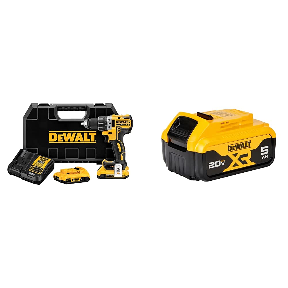 DEWALT 20V MAX Brushless Cordless Drill/Driver Kit with 1/2-Inch Chuck & 5.0Ah Lithium-Ion Battery (DCD791D2) - Perfect for DIY Projects, Home Repairs, and Professional Construction Work