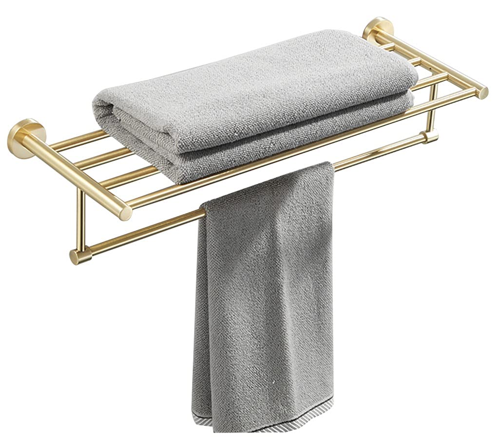 Premium SUS304 Stainless Steel Bath Towel Bar - Heavy Duty Wall Mounted Towel Rack for Bathroom, Gold-A (60cm) - Durable Bathroom Accessories for Spa, Hotel & Home Decor