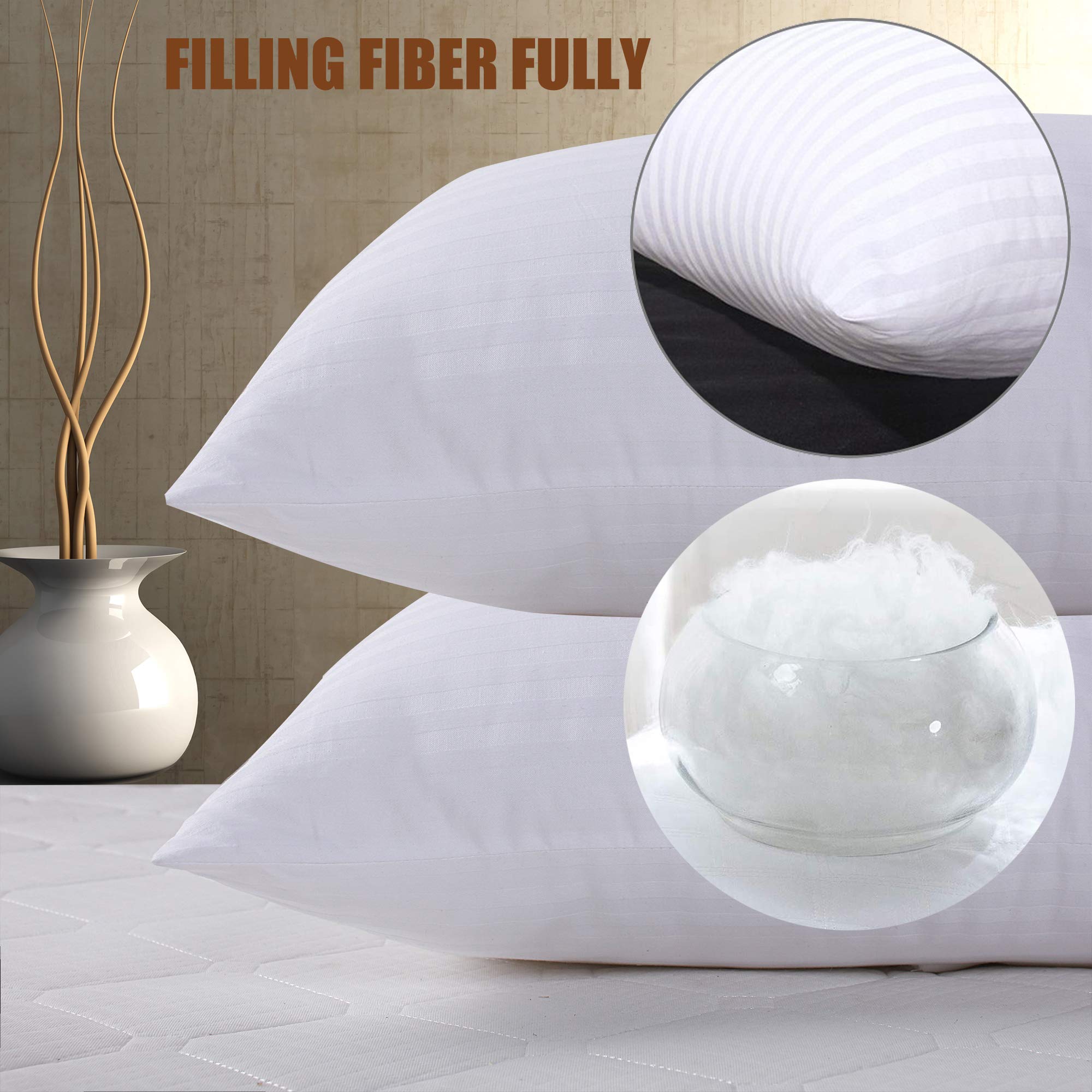 Queen Size Microfiber Pillows 2 Pack - Ultra Soft Breathable Down Alternative Pillows for Back, Stomach & Side Sleepers | Hotel Luxury Collection | Perfect for Bedroom, Guest Room & Travel