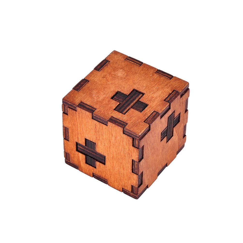 NUOBESTY DIY 3D Wooden Puzzle Toy - Square Brain Teaser, Kong Ming Lock, IQ Challenge Cube for Adults & Kids - Perfect for STEM Learning, Stress Relief & Family Game Night