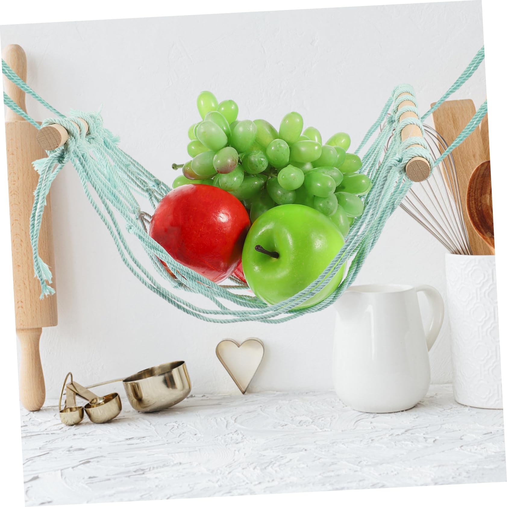 2 Sets Woven Cotton Rope Fruit Hanging Baskets - RV Decor Hammock, Crochet Storage Basket for Fruits & Vegetables, Home Organization - Perfect for Kitchen, Pantry, Camping, and Outdoor Use