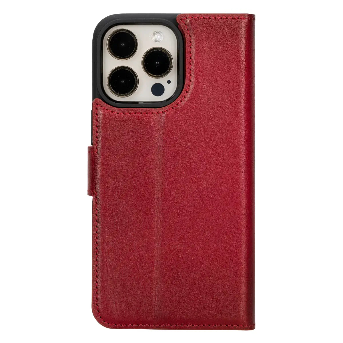 Premium Burnished Red Leather Wallet Case for iPhone 15 Pro Max - Slim Protective Cover with Card Slots | Perfect for Everyday Use, Travel & Business (iPhone 15 Pro Max 6.7