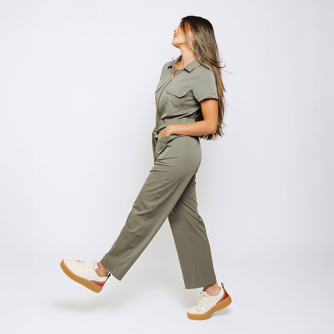 Stylish Olive Green City Jumpsuit for Women - Trendy One Piece Outfit for Urban Fashion, Workwear & Casual Wear