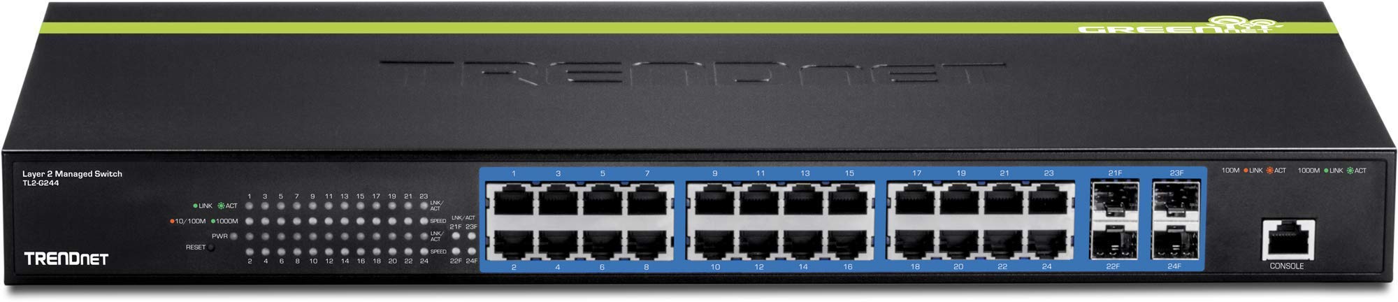 TRENDnet 24-Port Gigabit Layer 2 Managed Switch with 4 SFP Slots | 48Gbps Backplane | SNMP VLAN QoS | TL2-G244 (Certified Refurbished) - Ideal for Office Networks, Data Centers & High-Speed Business Connectivity