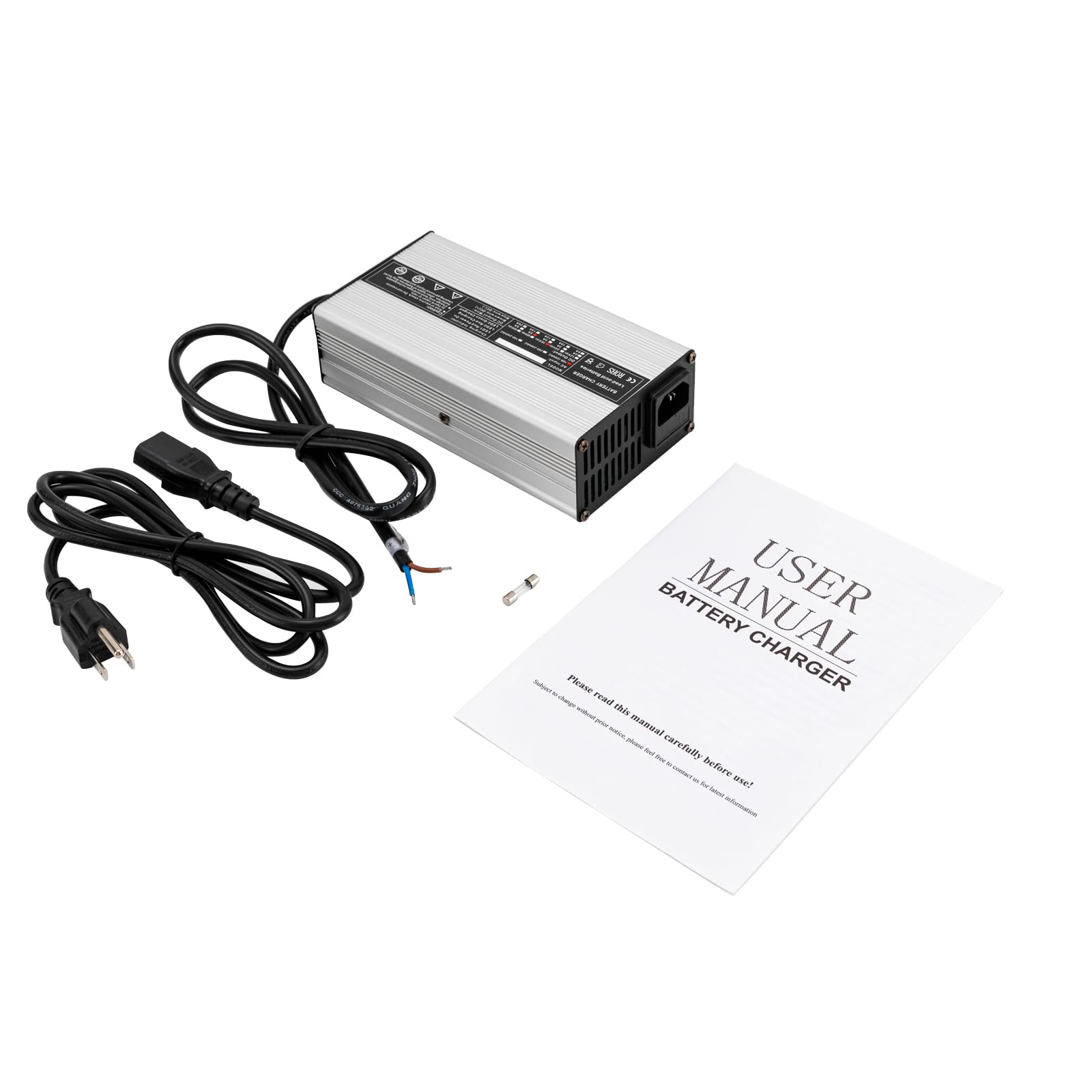 220W 36V Golf Cart Battery Charger - 5 Amp Fast Charging with LED Indicator & Power-Wise Cable - 110V Input for Club Car, EZGO, Yamaha - Perfect for Home, Course & RV Use (Silver & Black)