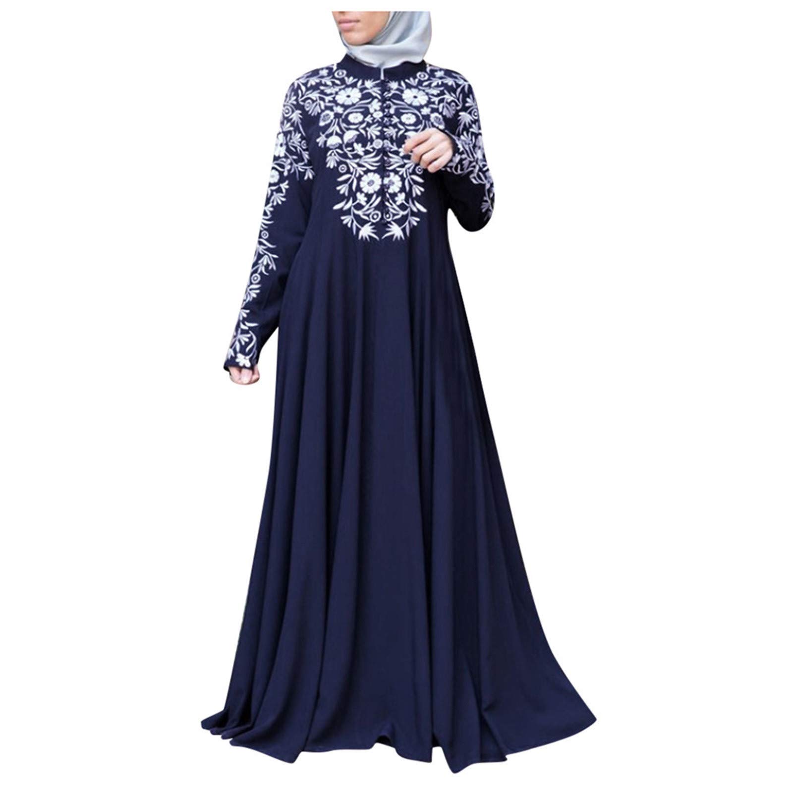 Women's Plus Size Middle Eastern Ethnic Muslim Dress Robe - Flowy Casual Summer Dresses for Women | Perfect for Eid, Ramadan & Special Occasions