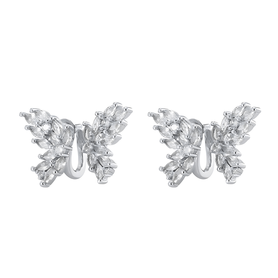 Sparkly No-Piercing Butterfly Ear Cuff Angel Wings Stud - Hypoallergenic Fashion Jewelry for Women & Teens | Perfect for Parties, Weddings & Everyday Wear (Style A8321)