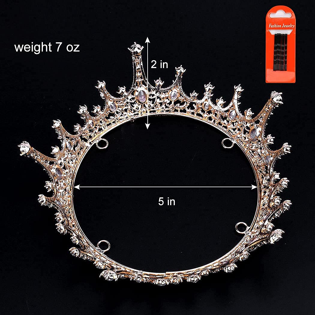Gold Queen Crown & Tiara Set for Women & Girls - Elegant Hair Accessories for Birthday, Wedding, Prom, Bridal Party, Pageant, Photography, Halloween & Christmas (Perfect for Princess Costumes & Special Occasions)