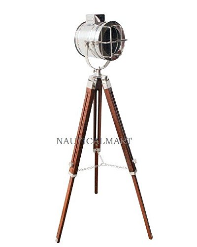 Vintage Nautical Search Light Tripod Floor Lamp - Adjustable Antique Style Living Room Lighting for Home Decor, Bedroom, Office & Reading Nook