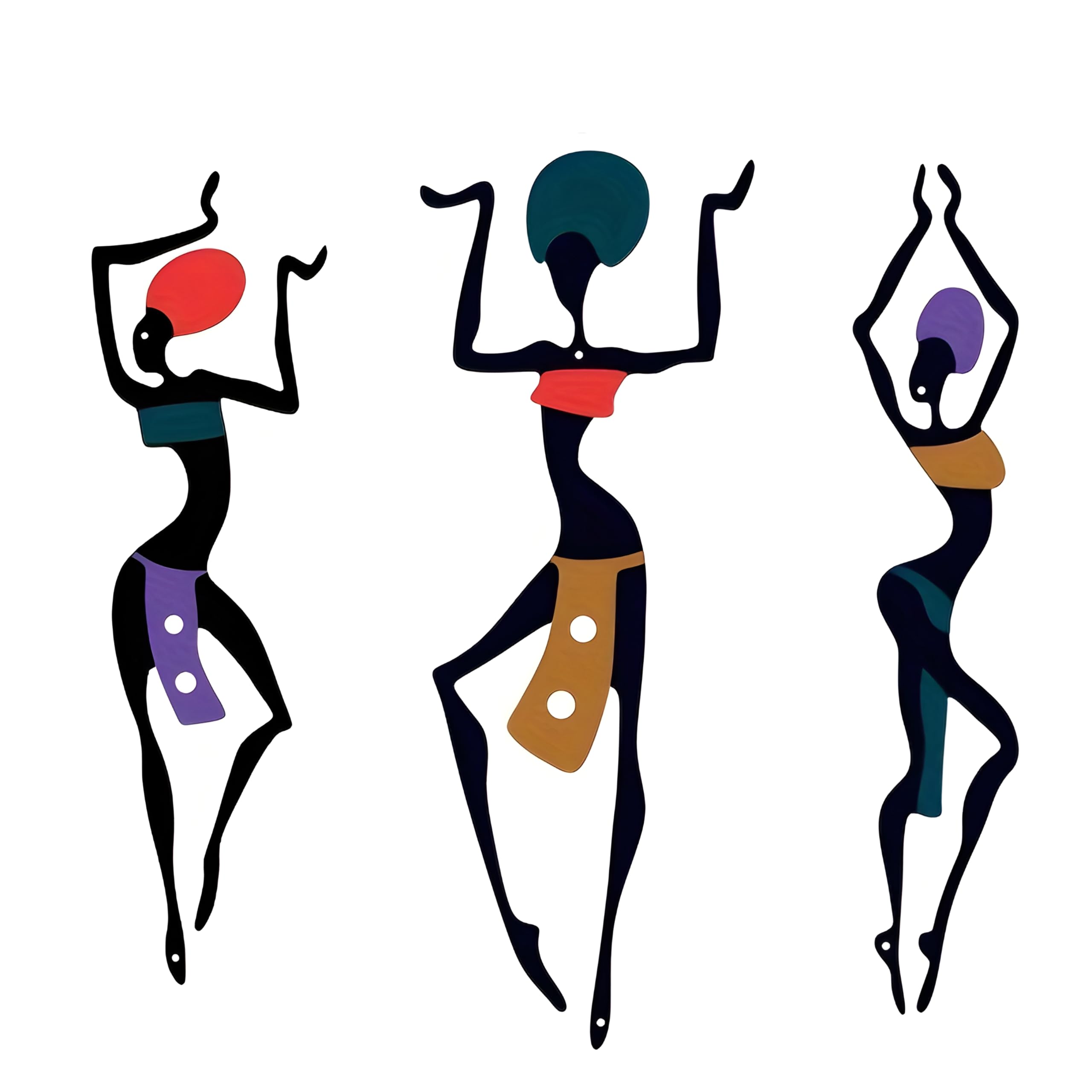 3-Piece African Metal Wall Art Decor - Ethnic Dance Style Hanging Decorations for Hallway, Living Room, Bedroom & Bathroom - Maximalist Home Aesthetic Accessories | Perfect for Boho Chic Interiors & Cultural Theme Decor
