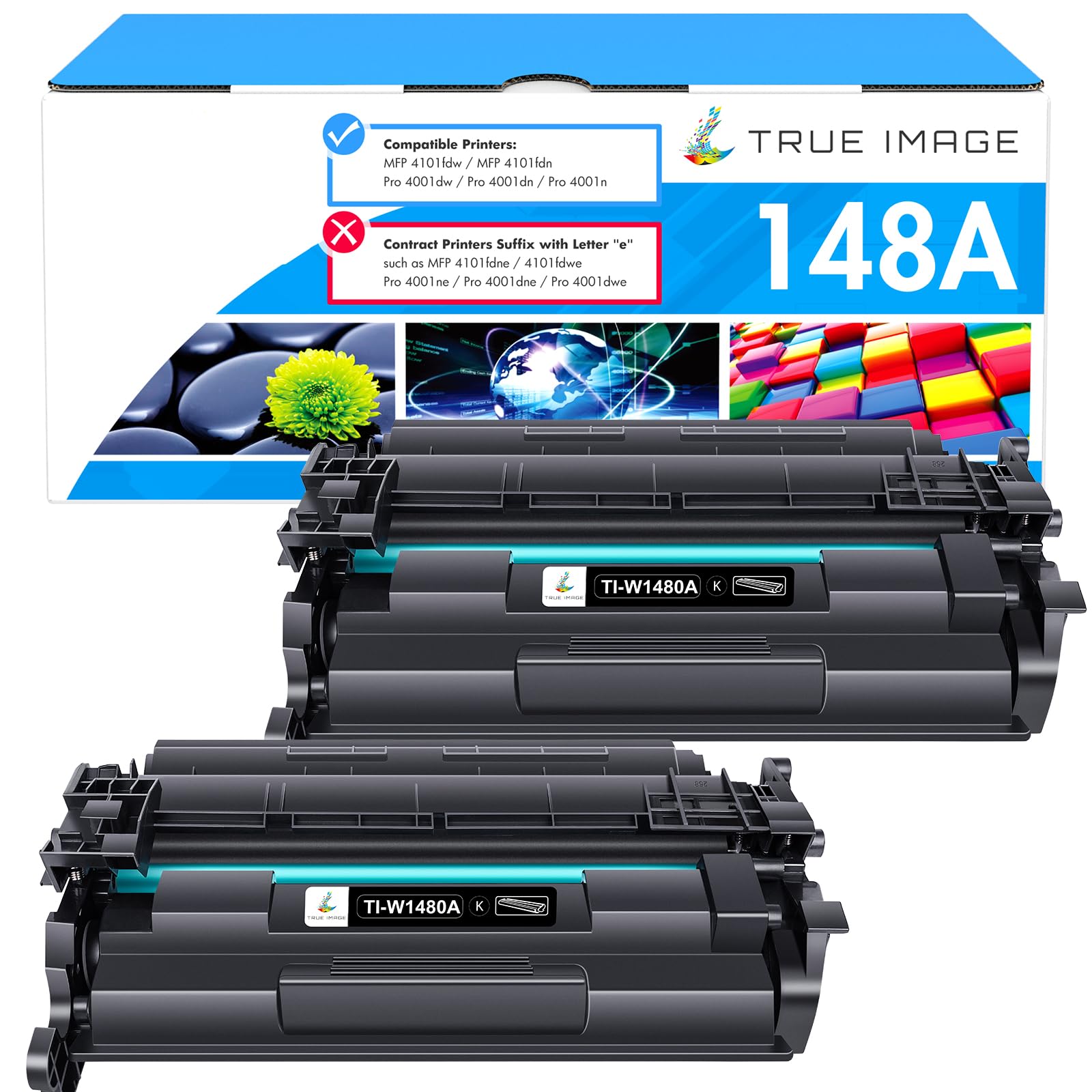 Compatible 148A 148X Black Toner Cartridge (2 Pack) - Replacement for HP 148A/148X/W1480X/W1480A - Works with HP LaserJet Pro 4001n/4001dw/4001dn/MFP 4101fdw/4101fdn Printers - Perfect for Office & Home Printing Needs