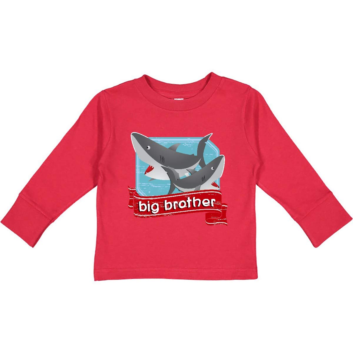 Inktastic Big Brother Shark Toddler Long Sleeve T-Shirt - Cute Boys' Graphic Tee for Siblings, Playdates & Family Photos | Soft Cotton Comfort