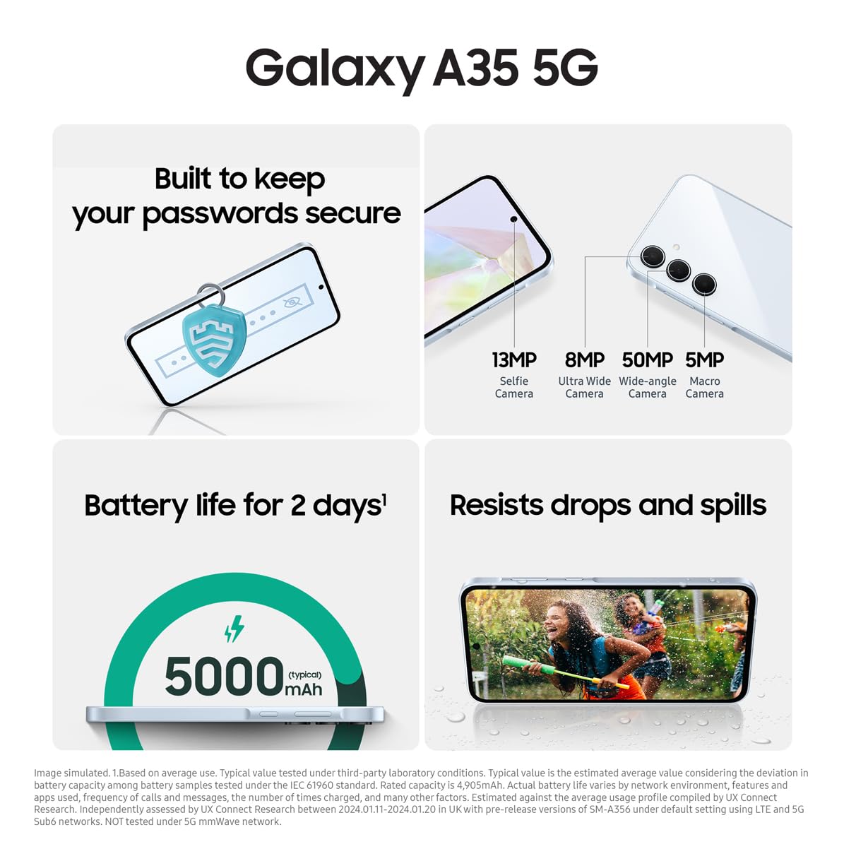 Samsung Galaxy A35 5G Unlocked Smartphone 256GB 8GB RAM | 50MP Camera | 2-Day Battery | Awesome Navy Color | UK Version with 3-Year Warranty | Perfect for Travel, Photography & Business Use