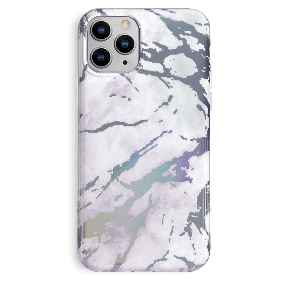 Holo White Marble iPhone Case - Premium Protective Cover for iPhone 13/14/15 - Slim & Stylish Design - Perfect for Work, Travel & Everyday Use