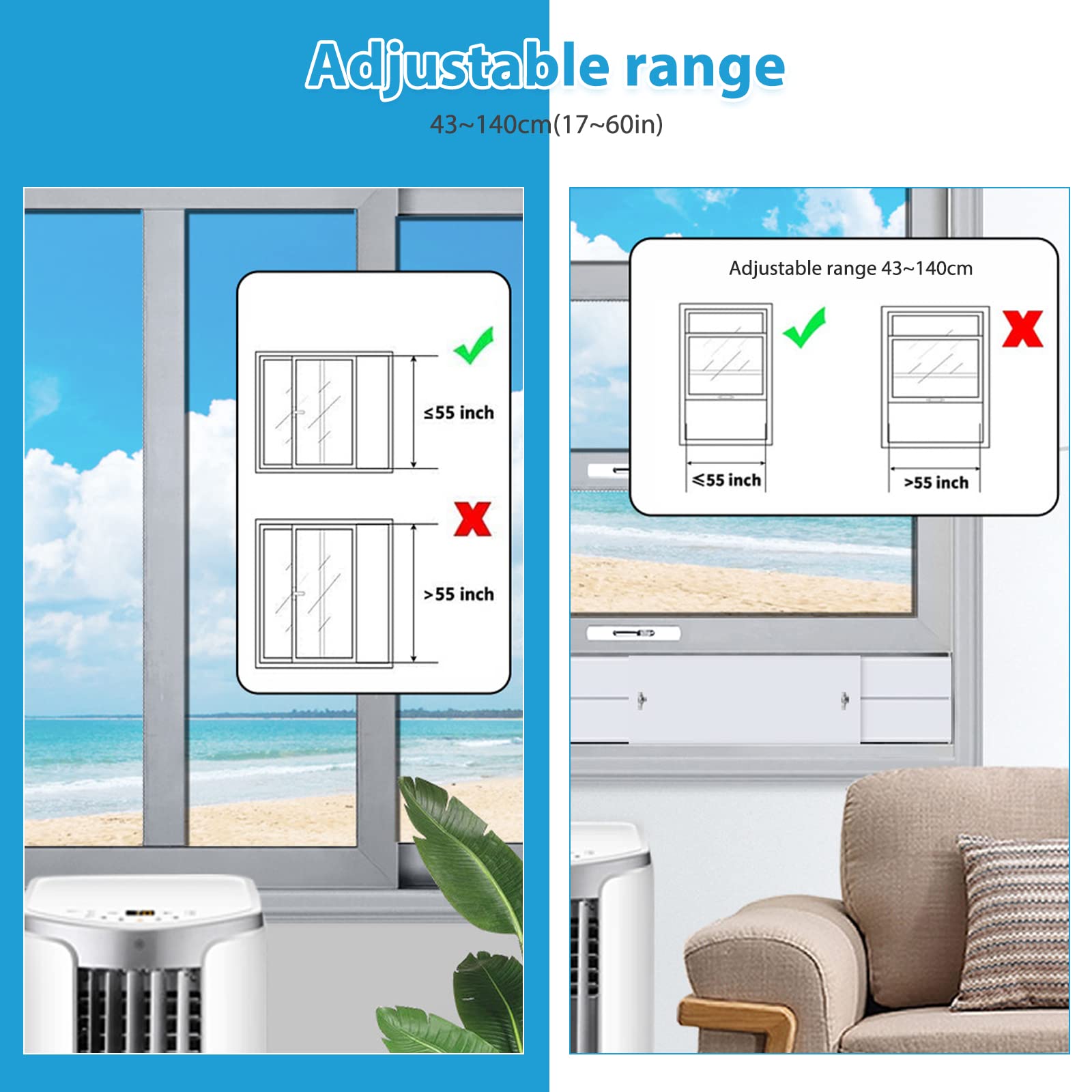 Universal Portable Air Conditioner Window Kit - Adjustable Length 17