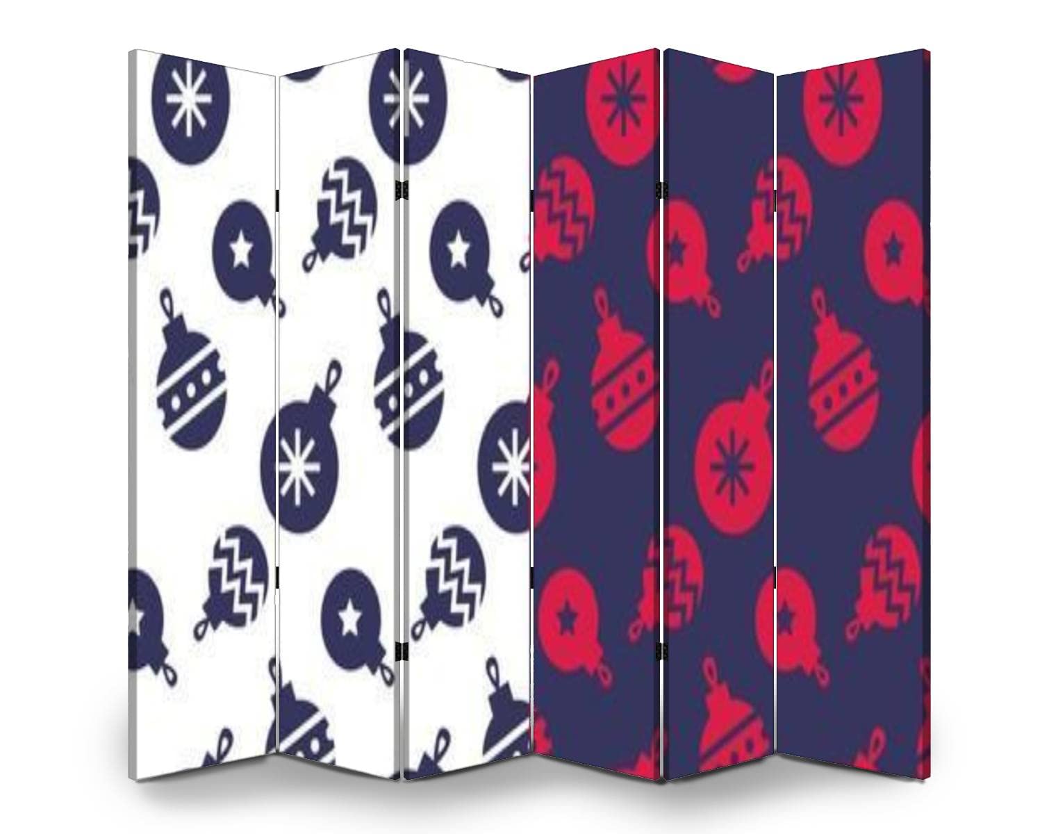 6-Panel Folding Room Divider Screen - Classic Xmas Seamless Design for Privacy & Space Separation | Indoor/Outdoor Freestanding Partition for Home, Office, Dorm, Wedding & Event Decor | Wrapping Paper & Fabric Surface Protection