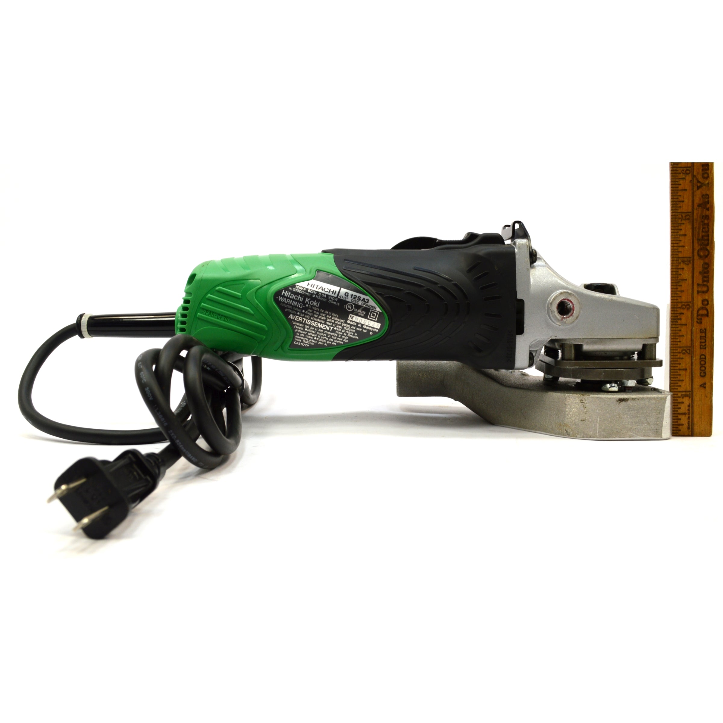 Refurbished Hitachi G12SA3 4-1/2 Inch Disc Grinder - 8 Amp Power Tool with Paint Shaver Pro Attachment | Ideal for Metalworking, Woodworking & DIY Projects