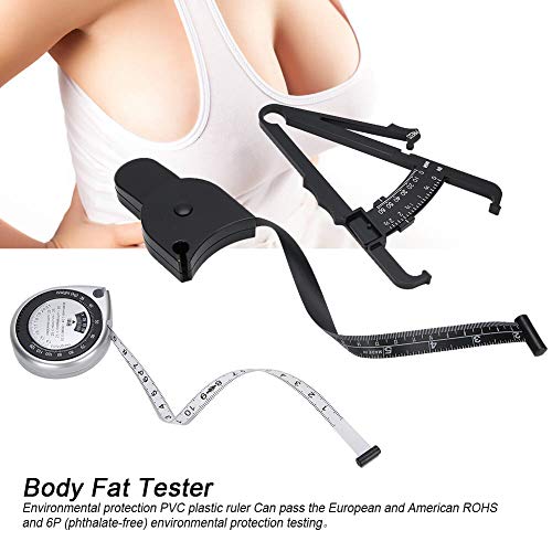 3-Piece Body Fat Caliper Set - Retractable Skinfold Caliper for Accurate Waist & Body Fat Measurement - Essential Fitness Tool for Weight Loss & Body Composition Tracking - Perfect for Home Gym, Personal Trainers & Health Enthusiasts