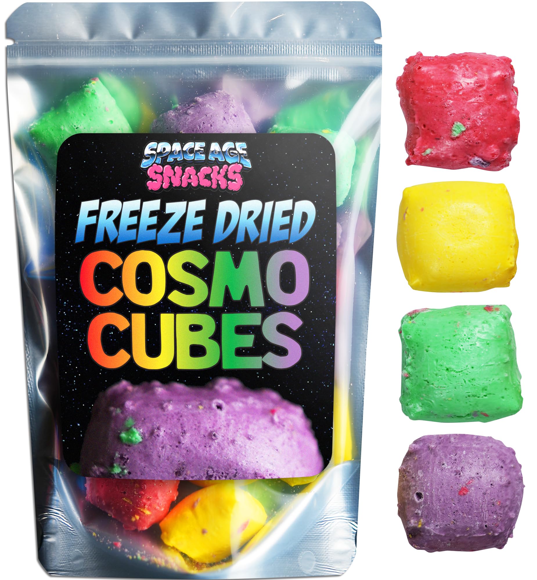Cosmo Cubes Crunchy Freeze Dried Candy - Premium Space-Themed Freeze Dried Treats in Protective Spaceship Box with Fun Stickers - 5oz Sweet Snack for Kids & Adults - Perfect for Birthday Parties, Space-Themed Events & Movie Nights